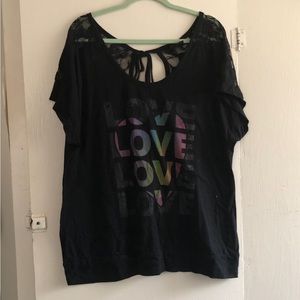 Flower Lace Shoulder LOVE Shirt Torrid Size 2